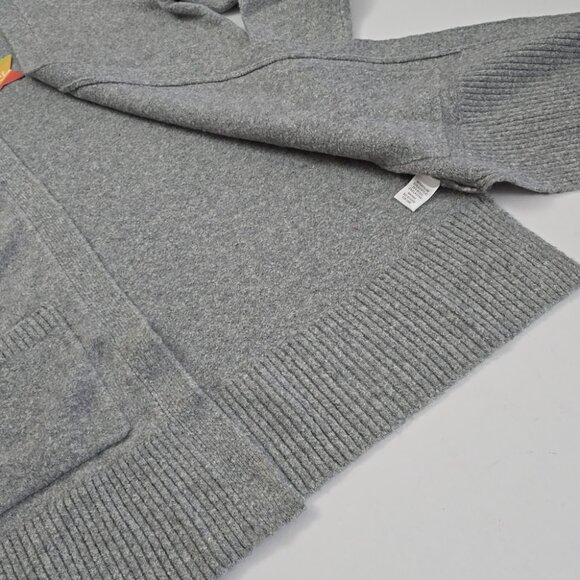 Tres Chic Women's Grey Wool Blend Open Front Long Cardigan Patch Pockets Size M - Picture 9 of 14